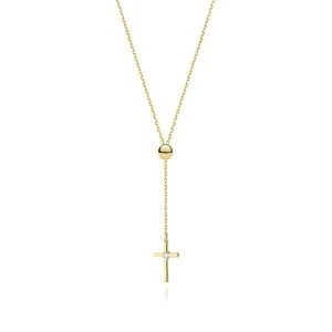 Grandinėlė su kryželiu puoštu deimantai (baltas auksas)