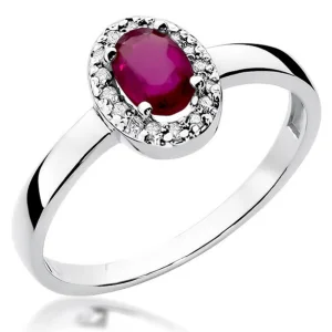 Halo sužadėtuvių žiedas su rubinu ir deimantais - Oval Ruby (0.68 ct)
