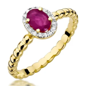 Halo sužadėtuvių žiedas su rubinu ir deimantais - Ruby (0.68 ct)