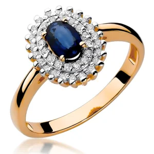 Halo sužadėtuvių žiedas su safyru ir deimantais – Oval safyras (0.89 ct)