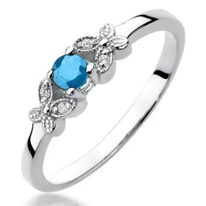 Klasikinis sužadėtuvių žiedas su topazu ir deimantais – Gamtos topazas (0.17 ct)