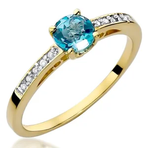 Modernus sužadėtuvių žiedas su topazu ir deimantais – Apvalus Topazas (0.55 ct)