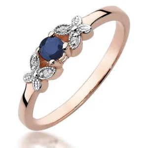 Klasikinis sužadėtuvių žiedas su safyru ir deimantais – Gamtos Safyras (0.17 ct)