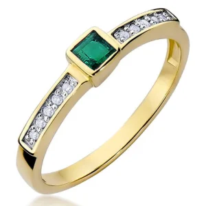 Modernus sužadėtuvių žiedas su smaragdu ir deimantais - Mano laimė (0.24 ct)