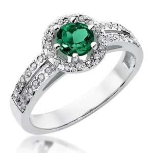 Halo sužadėtuvių žiedas su smaragdu ir deimantais - Luxury (0.70 ct)