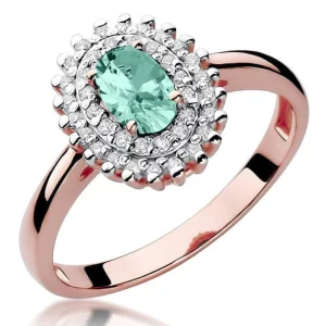 Halo sužadėtuvių žiedas su smaragdu ir deimantais - Ovalus Smaragdas (0.59 ct)