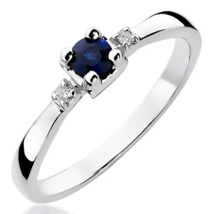 Klasikinis sužadėtuvių žiedas su safyru ir deimantais - Safyras (0.33 ct)