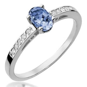 Modernus sužadėtuvių žiedas su tanzanitu ir deimantais – Tanzanitas (0.45 ct)