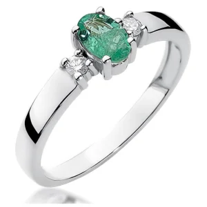 Sužadėtuvių žiedas su smaragdu ir deimantais - Smaragdas (0.48 ct)