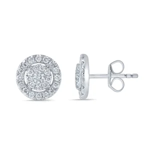 Diamond stud earrings - Halo (0.50 ct)