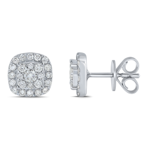 Auskarai vinukai su deimantais - Halo Cushion (0.50 ct)