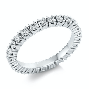Balto aukso žiedas „Deimantinė linija“ su deimantais (4,20 ct)
