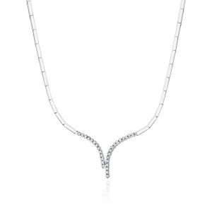 Balto aukso kolje ant kaklo su deimantais (0,15ct)