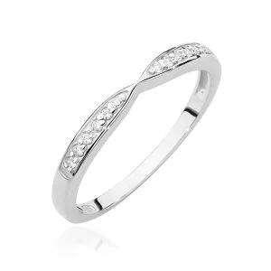 Minimalistinis balto aukso žiedas su deimantais (0,10 ct)