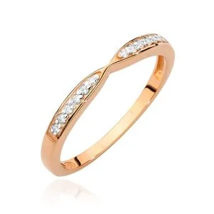 Minimalistinis rožinio aukso žiedas su deimantais (0,10 ct)