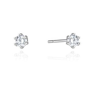 Aukso žvaigzdutės - klasikiniai balto aukso auskarai su deimantais (0,08 ct)