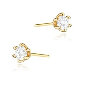 Auksinė elegancija – geltono aukso auskarai su deimantais (0,20 ct)