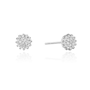 Balto aukso žėrintis spindulys - auskarai su smulkiais deimantais (0,20 ct)