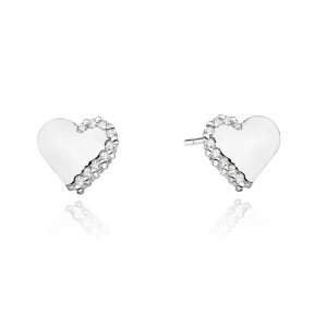 Modernios širdutės – balto aukso auskarai su deimantais (0,10 ct)