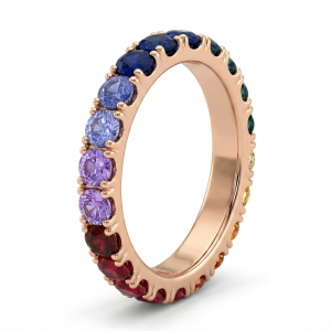 4.70 ct auksinis žiedas su spalvotais safyrais