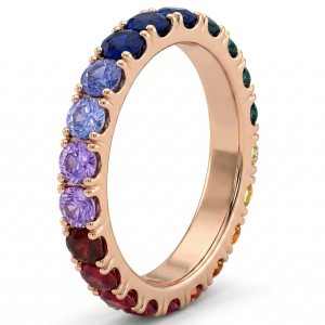 4.70 ct auksinis žiedas su spalvotais safyrais