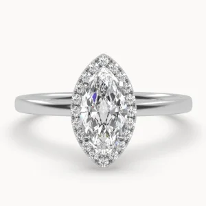 Žėrinti Markizė – balto aukso žiedas su Markizės formos deimantu ir smulkiais deimantais (1,02 ct)