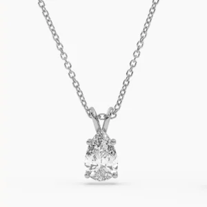 Žvilgantis Lašas – Balto aukso grandinėlė ir pakabukas su deimantu Lašo formos 1,00 ct