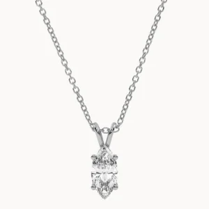 Žėrinti markizė – balto aukso grandinėlė ir pakabukas su deimantu Markizės formos 1,00 ct