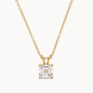 Blizganti princesė – geltono aukso grandinėlė ir pakabukas su deimantu Princess formos 0,50 ct