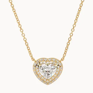 Heart Sparkle – łańcuszek z żółtego złota i luksusowa zawieszka z diamentem w kształcie serca oraz diamentami 1,30 ct