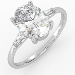Modernus Oval – unikalus balto aukso žiedas su deimantu Ovalo formos ir deimantais (1,30 ct)