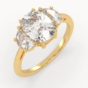 Modernus Oval Trio – unikalus geltono aukso žiedas su deimantais Ovalo formos (1,50 ct)