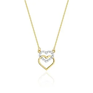 Prabanga Širdyje – geltono aukso grandinėlė ir širdutės formos pakabukas su deimantais