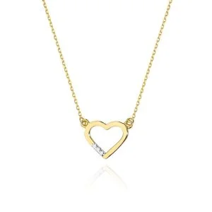 Elegantiška Širdies Simfonijas – geltono aukso grandinėlė ir širdies formos pakabukas su deimantais