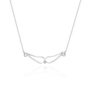 Švytintis angelas – balto aukso grandinėlė ir pakabukas su deimantu