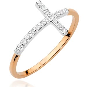 Moderni elegancija – raudono aukso žiedas su deimantais (0,09 ct)