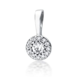 Spindintis deimantas – balto aukso pakabukas su deimantais (0,22 ct)