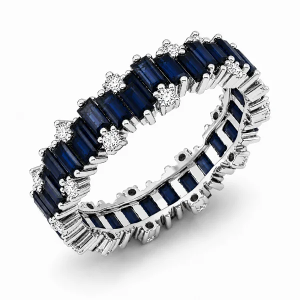 5.50 ct žiedas su safyrais ir deimantais baltas auksas