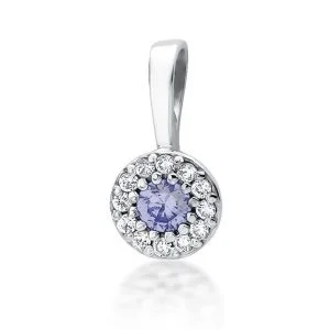 Spindintis tanzanitas – balto aukso pakabukas su tanzanitu ir deimantais (0,25 ct)