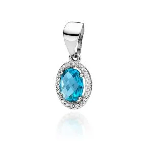 Meilės talismanas – balto aukso pakabukas su topazu ir deimantais (1,81ct)