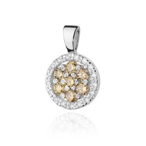 Šampaniškas švytėjimas – balto aukso pakabukas su deimantais (0,44 ct)