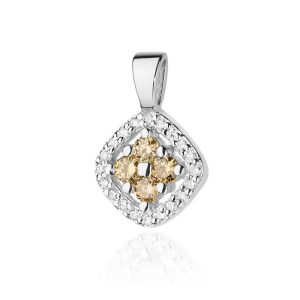Šampano dvelksmas – balto aukso pakabukas su deimantais (0,30 ct)