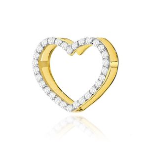 Spindinti širdis – geltono aukso pakabukas su deimantais (0,15 ct)