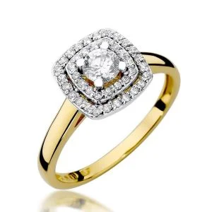 Švytintis modernumas – geltono aukso žiedas su deimantais (0,50 ct)