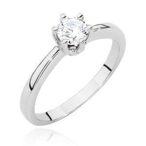 Deimantinė Elegancija - klasikinis balto aukso žiedas su deimantu (0,50 ct G/SI2)