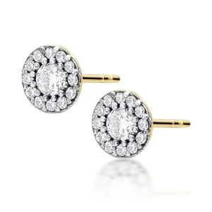 Puošnūs deimantai – geltono aukso auskarai su deimantais (0,44 ct)