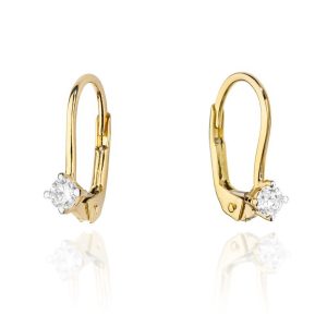Deimantinis subtilumas – geltono aukso auskarai su deimantais (0,06 ct)