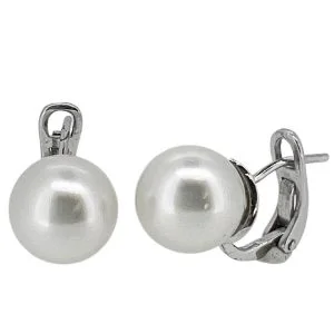 Balto aukso auskarai su jūriniais perlais (Australija, 11mm)