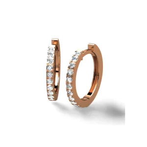Red gold earrings with diamonds – Diamond hoops (0.20 ct)