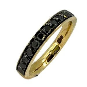 Deimantinė naktis – geltono aukso žiedas su juodais deimantais (0,45 ct)